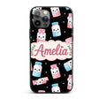 Cute Kawaii Sweet Sugar Jars with Bows Black Custom Name Protective Phone Case Mobile Cover Durable Everyday Smartphone Shock Resistant