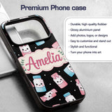 Cute Kawaii Sweet Sugar Jars with Bows Black Custom Name Protective Phone Case Mobile Cover Durable Everyday Smartphone Shock Resistant