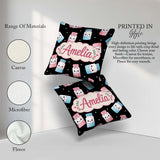 Custom Name Sweet Sugar Jars with Bows Black Background Seamless Square Filled Cushion Throw Pillow Sofa Bed Home Decor Zip Washable UK Made
