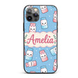 Cute Kawaii Sweet Sugar Jars with Bows Soft Blue Custom Name Protective Phone Case Mobile Cover Durable Everyday Smartphone Shock Resistant