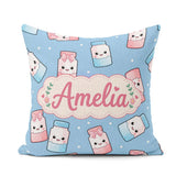 Custom Name Cute Sweet Sugar Jars with Bows Soft Blue Background Square Filled Cushion Throw Pillow Sofa Bed Home Decor Zip Washable UK Made