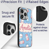 Cute Kawaii Sweet Sugar Jars with Bows Soft Blue Custom Name Protective Phone Case Mobile Cover Durable Everyday Smartphone Shock Resistant