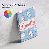Personalised Name Cute Kawaii Sweet Sugar Custom  Unique Gift Idea Elegant Feature Canvas Wall Art Print Decor Picture Ready to Hang