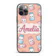 Cute Kawaii Sweet Sugar Jars with Bows Peach Custom Name Protective Phone Case Mobile Cover Durable Everyday Smartphone Shock Resistant