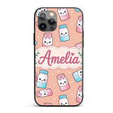 Cute Kawaii Sweet Sugar Jars with Bows Peach Custom Name Protective Phone Case Mobile Cover Durable Everyday Smartphone Shock Resistant