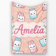 Cute Kawaii Sweet Sugar Jars with Bows Peach Background Seamless  Personalised Custom Name Super Soft Fleece Blanket Bed Sofa Throw