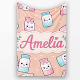 Cute Kawaii Sweet Sugar Jars with Bows Peach Background Seamless  Personalised Custom Name Super Soft Fleece Blanket Bed Sofa Throw