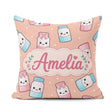 Custom Name Sweet Sugar Jars with Bows Peach Background Seamless Square Filled Cushion Throw Pillow Sofa Bed Home Decor Zip Washable UK Made