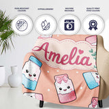 Cute Kawaii Sweet Sugar Jars with Bows Peach Background Seamless  Personalised Custom Name Super Soft Fleece Blanket Bed Sofa Throw