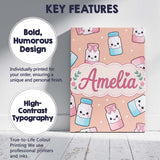 Personalised Name Cute Kawaii Sweet Sugar Custom  Unique Gift Idea Elegant Feature Canvas Wall Art Print Decor Picture Ready to Hang