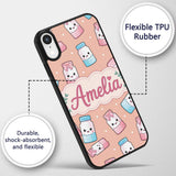 Cute Kawaii Sweet Sugar Jars with Bows Peach Custom Name Protective Phone Case Mobile Cover Durable Everyday Smartphone Shock Resistant