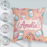 Custom Name Sweet Sugar Jars with Bows Peach Background Seamless Square Filled Cushion Throw Pillow Sofa Bed Home Decor Zip Washable UK Made