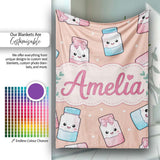Cute Kawaii Sweet Sugar Jars with Bows Peach Background Seamless  Personalised Custom Name Super Soft Fleece Blanket Bed Sofa Throw