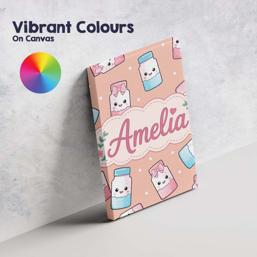 Personalised Name Cute Kawaii Sweet Sugar Custom  Unique Gift Idea Elegant Feature Canvas Wall Art Print Decor Picture Ready to Hang