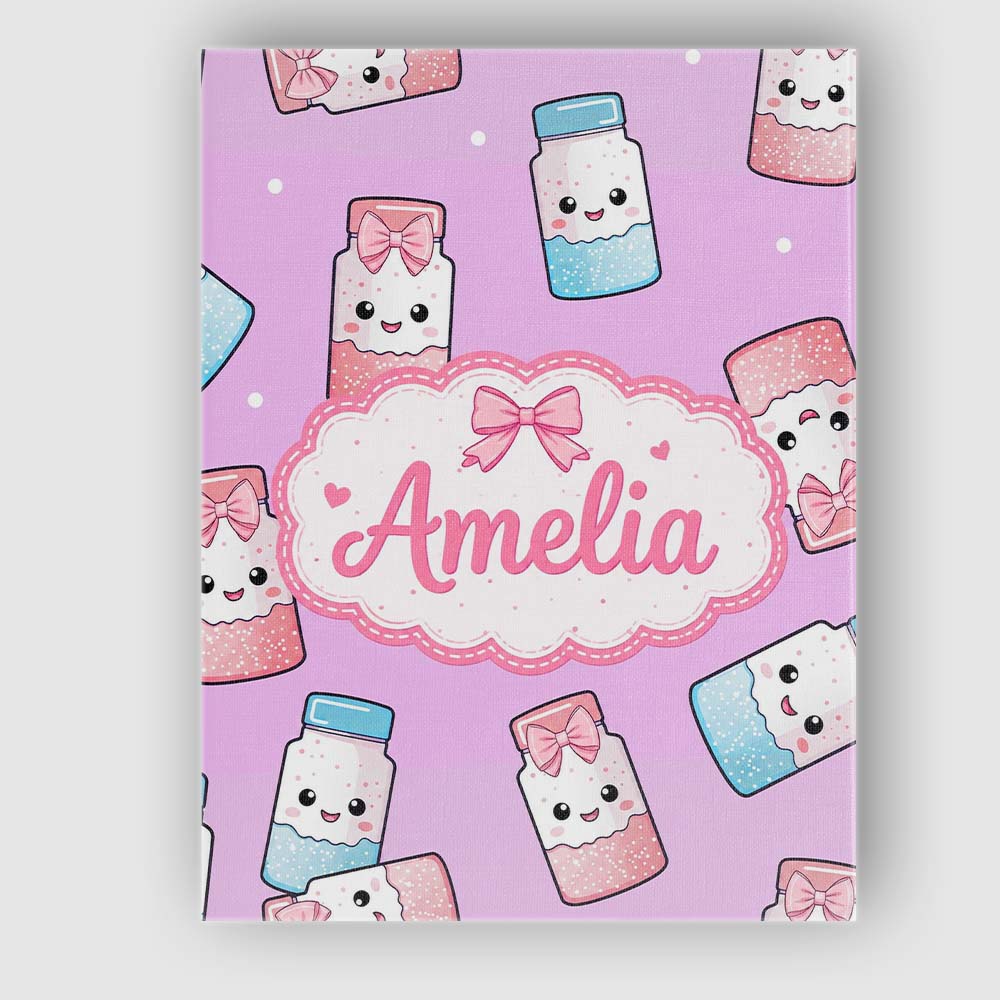 Personalised Name Cute Kawaii Sweet Sugar Custom  Unique Gift Idea Elegant Feature Canvas Wall Art Print Decor Picture Ready to Hang