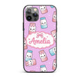 Cute Kawaii Sweet Sugar Jars with Bows Purple Custom Name Protective Phone Case Mobile Cover Durable Everyday Smartphone Shock Resistant