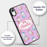 Cute Kawaii Sweet Sugar Jars with Bows Purple Custom Name Protective Phone Case Mobile Cover Durable Everyday Smartphone Shock Resistant