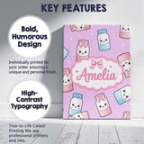 Personalised Name Cute Kawaii Sweet Sugar Custom  Unique Gift Idea Elegant Feature Canvas Wall Art Print Decor Picture Ready to Hang