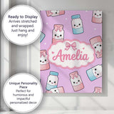 Personalised Name Cute Kawaii Sweet Sugar Custom  Unique Gift Idea Elegant Feature Canvas Wall Art Print Decor Picture Ready to Hang