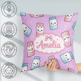 Custom Name Kawaii Sweet Sugar Jars with Bows Purple Background Square Filled Cushion Throw Pillow Sofa Bed Home Decor Zip Washable UK Made