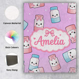 Personalised Name Cute Kawaii Sweet Sugar Custom  Unique Gift Idea Elegant Feature Canvas Wall Art Print Decor Picture Ready to Hang