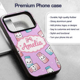 Cute Kawaii Sweet Sugar Jars with Bows Purple Custom Name Protective Phone Case Mobile Cover Durable Everyday Smartphone Shock Resistant
