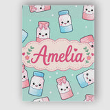 Personalised Name Cute Kawaii Sweet Sugar Custom  Unique Gift Idea Elegant Feature Canvas Wall Art Print Decor Picture Ready to Hang