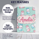 Personalised Name Cute Kawaii Sweet Sugar Custom  Unique Gift Idea Elegant Feature Canvas Wall Art Print Decor Picture Ready to Hang