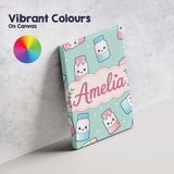 Personalised Name Cute Kawaii Sweet Sugar Custom  Unique Gift Idea Elegant Feature Canvas Wall Art Print Decor Picture Ready to Hang