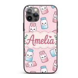 Cute Kawaii Sweet Sugar Jars with Bows Soft Beige Custom Name Protective Phone Case Mobile Cover Durable Everyday Smartphone Shock Resistant