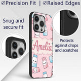 Cute Kawaii Sweet Sugar Jars with Bows Soft Beige Custom Name Protective Phone Case Mobile Cover Durable Everyday Smartphone Shock Resistant