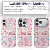 Cute Kawaii Sweet Sugar Jars with Bows Soft Beige Custom Name Protective Phone Case Mobile Cover Durable Everyday Smartphone Shock Resistant