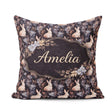 Custom Name Dark Floral Woodland Rabbit Seamless Pattern for Her Square Filled Cushion Throw Pillow Sofa Bed Home Decor Zip Washable UK Made