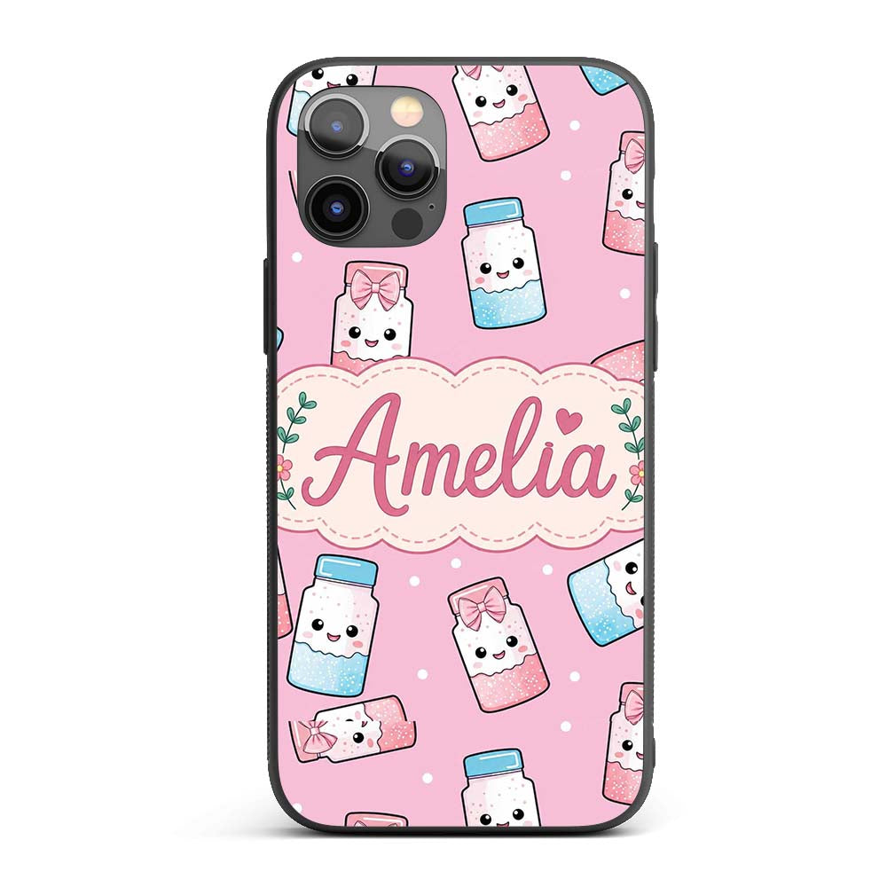 Cute Kawaii Sweet Sugar Jar with Printed Design Custom Name Protective Phone Case Mobile Cover Durable Everyday Smartphone Shock Resistant