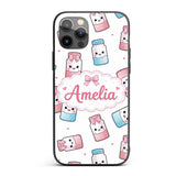 Kawaii Sweet Sugar Jars with Bows Light Grey Custom Name Protective Phone Case Mobile Cover Durable Everyday Smartphone Shock Resistant