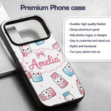 Kawaii Sweet Sugar Jars with Bows Light Grey Custom Name Protective Phone Case Mobile Cover Durable Everyday Smartphone Shock Resistant