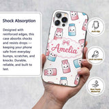 Kawaii Sweet Sugar Jars with Bows Light Grey Custom Name Protective Phone Case Mobile Cover Durable Everyday Smartphone Shock Resistant