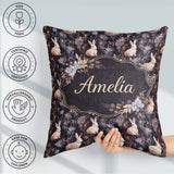 Custom Name Dark Floral Woodland Rabbit Seamless Pattern for Her Square Filled Cushion Throw Pillow Sofa Bed Home Decor Zip Washable UK Made