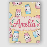 Personalised Name Cute Kawaii Sweet Sugar Custom  Unique Gift Idea Elegant Feature Canvas Wall Art Print Decor Picture Ready to Hang