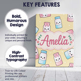 Personalised Name Cute Kawaii Sweet Sugar Custom  Unique Gift Idea Elegant Feature Canvas Wall Art Print Decor Picture Ready to Hang
