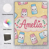 Personalised Name Cute Kawaii Sweet Sugar Custom  Unique Gift Idea Elegant Feature Canvas Wall Art Print Decor Picture Ready to Hang