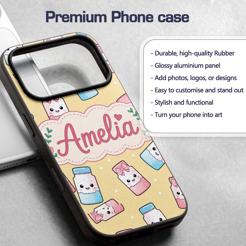 Cute Kawaii Sweet Sugar Jars with Printed Design Custom Name Protective Phone Case Mobile Cover Durable Everyday Smartphone Shock Resistant