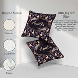 Custom Name Dark Floral Woodland Rabbit Seamless Pattern for Her Square Filled Cushion Throw Pillow Sofa Bed Home Decor Zip Washable UK Made
