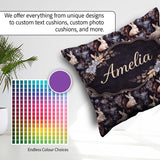 Custom Name Dark Floral Woodland Rabbit Seamless Pattern for Her Square Filled Cushion Throw Pillow Sofa Bed Home Decor Zip Washable UK Made