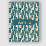 Personalised Name Cute Pastel Bunny Botanical Folk Seamless Custom  Elegant Feature Canvas Wall Art Print Decor Picture Ready to Hang