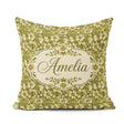 Custom Name Floral Daisy Olive Garden Seamless Pattern Name Cute Square Filled Cushion Throw Pillow Sofa Bed Home Decor Zip Washable UK Made