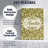 Personalised Name Floral Daisy Olive Green Custom  Unique Gift Idea Elegant Feature Canvas Wall Art Print Decor Picture Ready to Hang