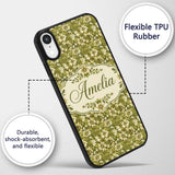 Floral Daisy Olive Green Garden Seamless Pattern Custom Name Protective Phone Case Mobile Cover Durable Everyday Smartphone Shock Resistant
