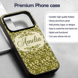 Floral Daisy Olive Green Garden Seamless Pattern Custom Name Protective Phone Case Mobile Cover Durable Everyday Smartphone Shock Resistant