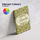 Personalised Name Floral Daisy Olive Green Custom  Unique Gift Idea Elegant Feature Canvas Wall Art Print Decor Picture Ready to Hang